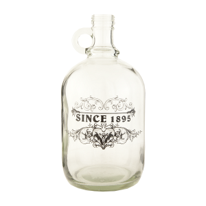 Sklenená fľaša ako malý demižón s uškom a s etiketou s dekorom Clayre & Eef 17256