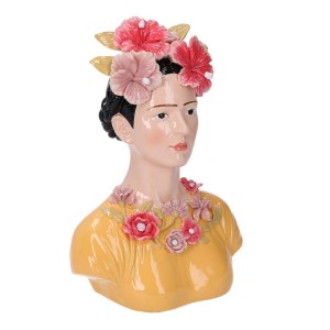 Hlava ženy Frida polyresin žltá s kvetmi 23,5cm 31645