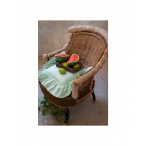 Bavlnená zelená obliečka na vankúš s volánikovým lemom v schaby chic romantickom štýle 45 x 45 cm Blanc Maricló 37236