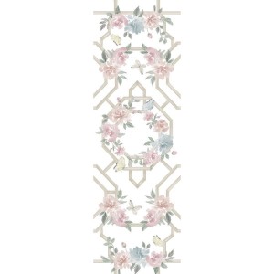 Bavlnený obrus v krásnej krémovej farbe s volánikovým lemom a kvetinovým dekorom 45 x 140 cm Blanc Maricló 42542