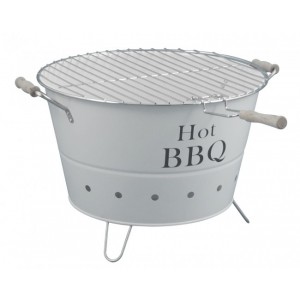 Biely okrúhly gril barbecue s roštom na grilovanie-41x29cm 25718