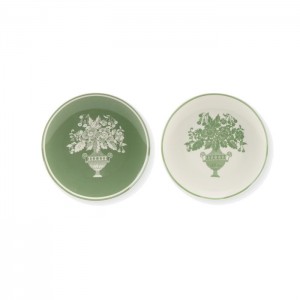 Porcelánový zeleno biely tanier v talianskom štýle v dvoch variantoch 43319 20,3 x 2 cm