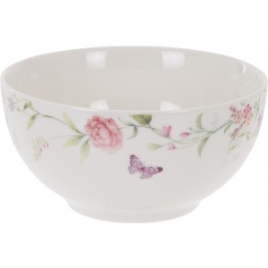 Biela porcelánová miska s kvetinovým motívom a motýlikmi 35120