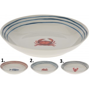 Biely porcelánový hlboký tanier s morským motívom v troch rôznych variantoch 20 cm 35776