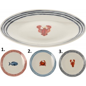 Biely porcelánový tanier s morským motívom v troch rôznych variantoch 20 cm 35774
