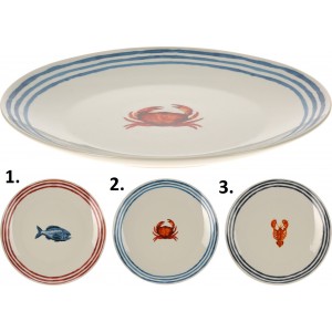 Biely porcelánový tanier s morským motívom v troch rôznych variantoch 27 cm 35775