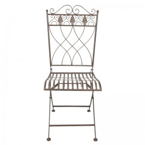 Bistro kovová stolička v hnedom farebnom prevedení s dekorom vo vintage štýle 43 x 46 x 97 cm Clayre & Eef 37604