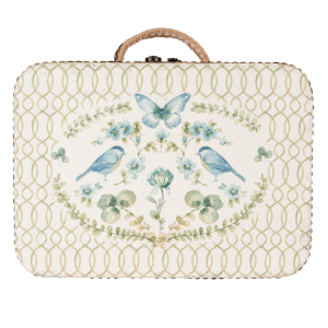 Drevený kufrík so vzorom motýlikov, kvetov a vtáčikov Clayre & Eef 24532