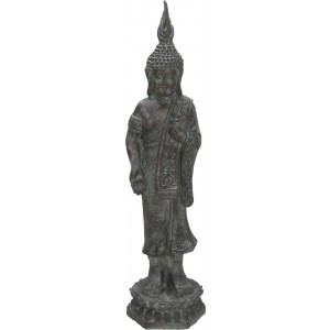 Cementová záhradná dekorácia sochy stojaceho buddhu s čiernym pretieraním 87 cm 43131