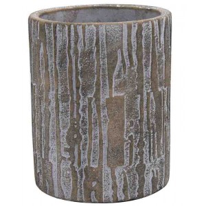 Cementový okrúhly dekoratívny kvetináč v tvare dreva s patinovaním 17 x 20 cm 40959