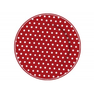 Červený retro porcelánový dezertný tanier s bodkovaným bielym dekorom o priemere 19 cm Isabelle Rose 36047