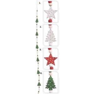 Vianočná dekorácia ako drevená farebná reťaz alebo girlanda v štyroch variantoch 85cm 25126