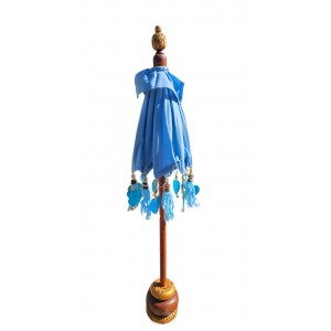 Drevená dekorácia slnečníka v modrom farebnom prevedení s dekorom strapcov 85 cm Lauco Bloemisterijgroothandel 41568