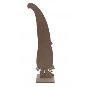 Drevená postavička stojaceho škriatka s mentolovou čiapkou a krhlou v ruke 12 x 6,5 x 45 cm 39416