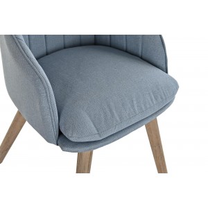 Drevená stolička potiahnutá modrou látkou a s drevenými hnedými nožičkami 56 x 47 x 72,5 cm 37583