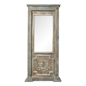 Drevené zrkadlo s ošúchaným vintage vzhľadom s dekorom 55*7*118 cm Clayre & Eef 35012