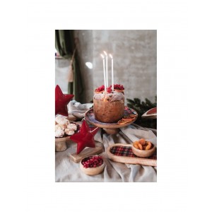 Drevený oválny tanier - miska z mangového dreva s vianočným károvaným dekorovaním 31 x 3 x 15 cm Blanc Maricló 42504