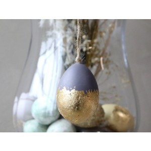 Elegantné fialové starožitné veľkonočné vajíčko so zlatým dekorovaným spodkom s priemerom 5 cm Chic Antique 36156