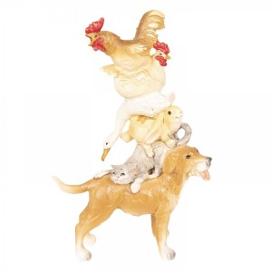 Hravá polyresinová dekorácia domácich zvieratiek psík, mačka, zajac, hus. sliepka a kohút 13x6x19cm Clayre-Eef 31406