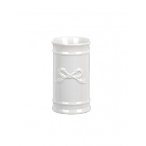 Keramická dóza - držiak na kefky v bielom farebnom prevedení so srdiečkovým dekorom 6,7 x 11 x 6,7 cm Blanc Maricló 41742
