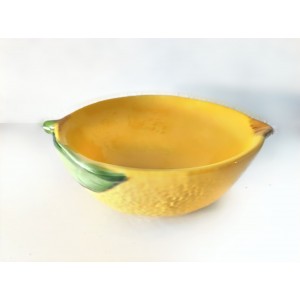 Keramická miska žltej farby v tvare citróna s realistickým detailmi 16 x 11 x 6 cm 35825