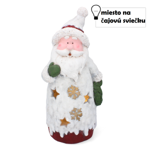 Keramická vianočná dekorácia Mikuláša s hviezdičkovými výrezmi na čajovú sviečku 48 cm 41548