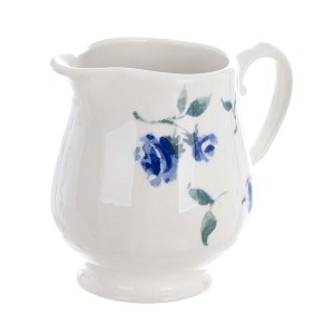Keramický džbán v bielom farebnom prevedení s kvetovaným modro-zeleným dekorom 11 x 7 x 9 cm Blanc Maricló 42271