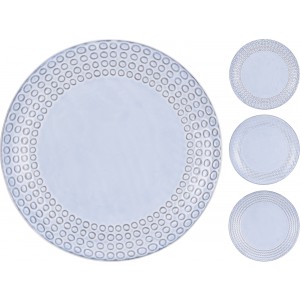Keramický modro-sivý tanier s dekorom v troch prevedeniach 26,2 cm 38906