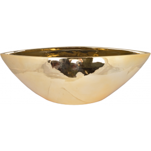 Keramický zlatý dekoratívny hladký kvetináč v tvare loďky 45 cm 36219