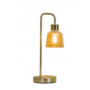 Kovová dekorácia stolnej lampy v zlatom farebnom prevedení so skleneným tienidlom 14 x 42 cm 39732