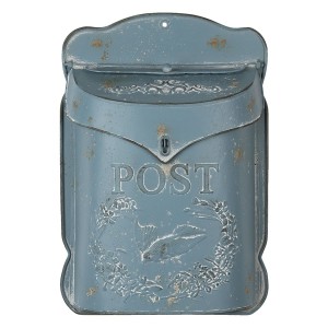 Kovová poštová schránka v modrej farbe s dekorom a nápisom značky Clayre & Eef 35434