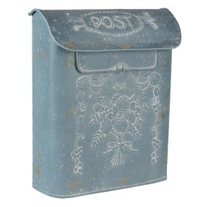 Kovová poštová schránka v sivej farbe s dekorom lúčnych kvetov a nápisom značky Clayre & Eef 34725