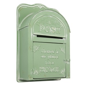 Kovová poštová schránka v zelenej farbe s dekorom a nápisom značky Clayre & Eef 34726