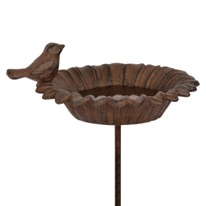 Kovové liatinové napájadlo - napichovačka pre vtáčiky s dekorom vtáčika 13,7 x 13,7 x 76,5 cm Esschert Design 40996