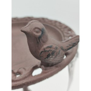 Kovové liatinové napájadlo pre vtáčiky s dekorom vtáčika 22,5 x 22,5 x 38,5 cm Esschert Design 38083