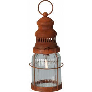 Kovový hrdzavý starožitný lampáš s úchytom na ľahšie uchopenie 11,5 x 29 cm 40565