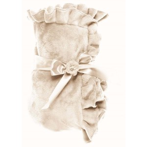 Krémová huňatá deka s volánovým lemom v schaby chic romantickom štýle 140 x 170 cm Blanc Maricló 39377