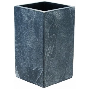 Kvetináč vysoký hranatý z cementu s efektom bridlicového kameňa sivý 30 cm 345