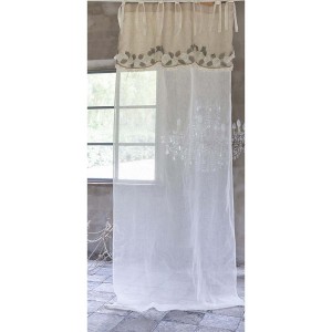 Látková záclona - záves v bielej priehľadnej farbe s krémovým lemom so šnúrkami na zavesenie 130 x 300 cm Blanc Maricló 39934