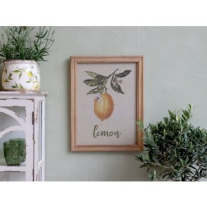 Obraz s motívom citróna v drevenom ráme vo vintage štýle 43 x 33 cm Chic Antique 43525