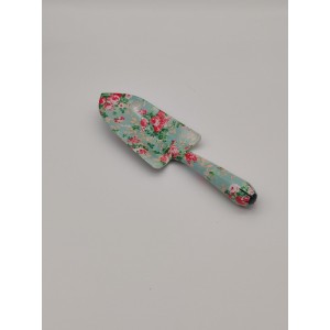 Oceľová lopatka s krásnym motívom ružičiek v mentolovom farebnom prevedení 7,9 x 3 x 27,5 cm Esschert Design 38068