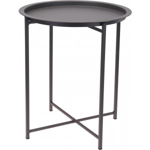 Okrúhly kovový záhradný stolík šedej farby 46 x 52 cm 37157