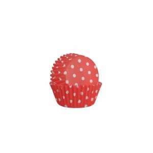 Papierové červené košíčky s bodkovaným bielym vzorom na pečenie muffinov 60 ks v balení Isabelle Rose 35913