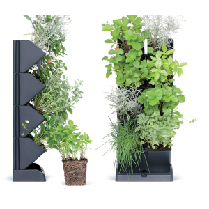 Plastový antracitový vertikálny kvetináč Mini Cascade na pestovanie byliniek 11,4 x 19,5 x 47,5 cm 39299
