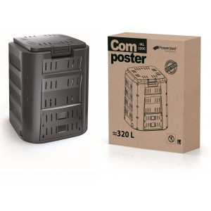 Plastový kompostér COMPOGREEN v čiernom farebnom prevedení 320 l 34590