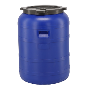 Plastový modrý sud s čiernym ochranným vekom 200 litrov 38567