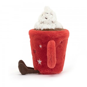 Plyšová horúca čokoláda Amuseable Hot Chocolate v červenom hrnčeku s nadýchanou bielou šľahačkou 19 cm Jellycat 41955
