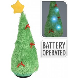 Plyšová vianočná ozdoba svietiaceho stromčeka hrajúceho melódiu 40 cm 38394