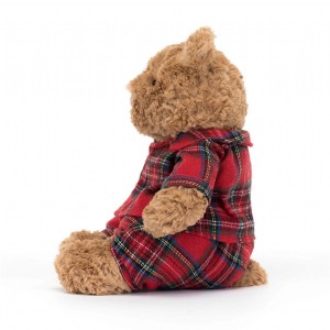Plyšový medvedík Bartholomew Bear Bedtime huňatou hnedou kožušinkou a vianočným pyžamkom 26 cm Jellycat 41953