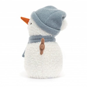 Plyšový snehuliak Sammie Snowman s huňatou bielou kožušinkou a svetlomodrou čiapkou so šálom 22 cm Jellycat 41949